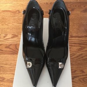 Black patent leather Dior stilettos